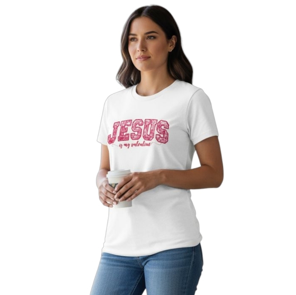 2FOR$30 - NWT White Short Sleeve T-Shirt "Jesus is My Valentine"